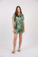 Sweet Dreams olive satin pajama – silky smooth women’s sleepwear set