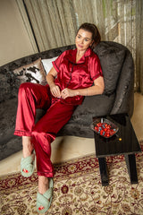 Cuddle red satin pajama – silky soft women’s sleepwear