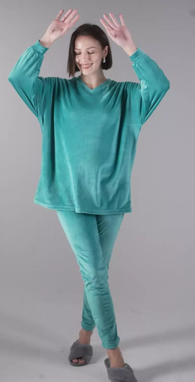 Fluffy Teal Legging