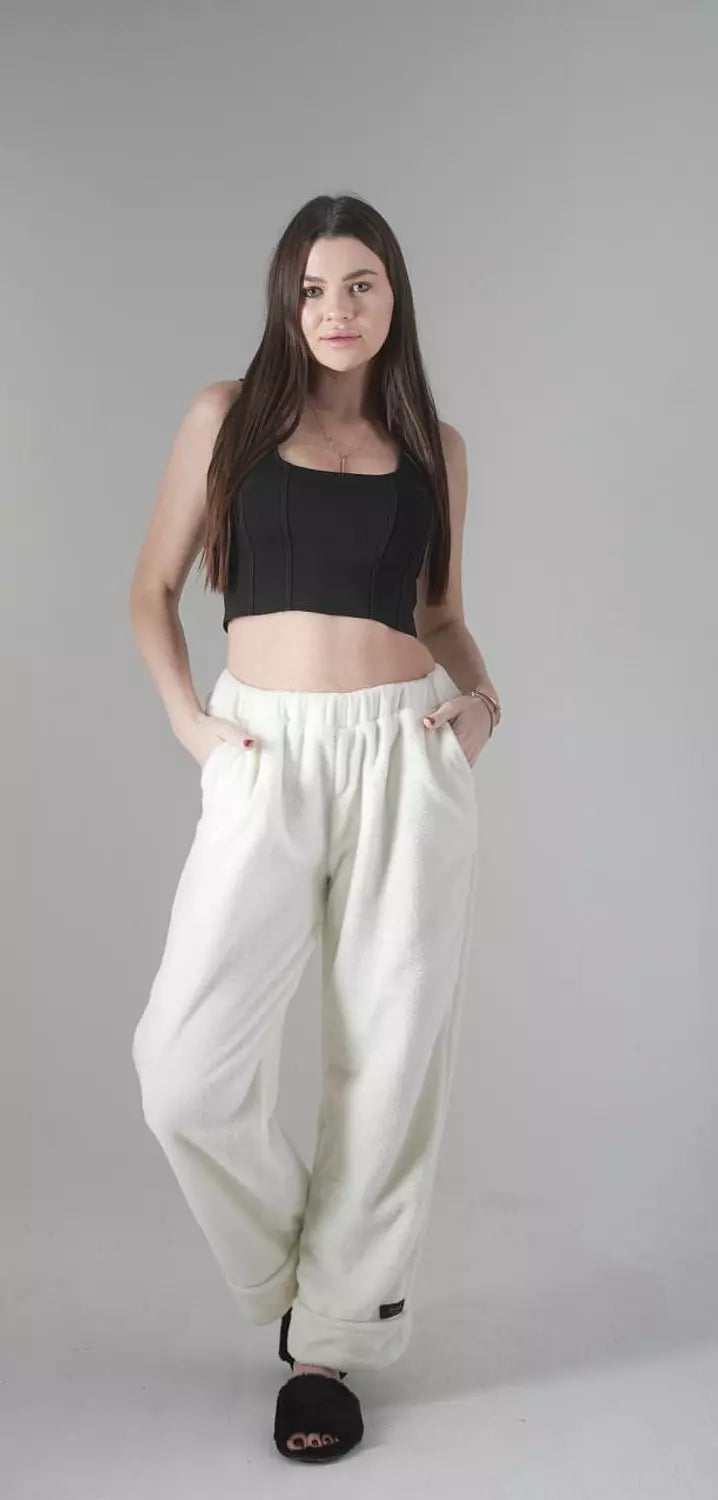 Relaxed Fluffy Off White Pants
