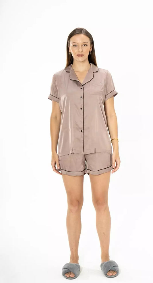 Off Day Coffee Satin Set