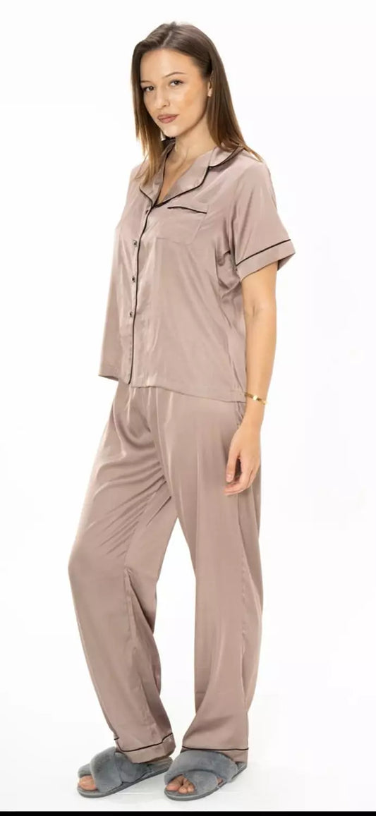 Off Day Coffee Satin Set