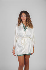 Bridal satin robe with silver lines – elegant women’s 