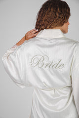 Bridal satin robe with silver lines – elegant women’s loungewear for weddings