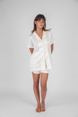 Blush satin pajama in soft pink – elegant women’s loungewear sleepwear