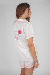 Pinky Girl dark pink satin pajama for women – elegant loungewear sleep set