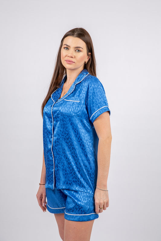 Cloudy royal blue satin pajama – soft airy women’s sleepwear 