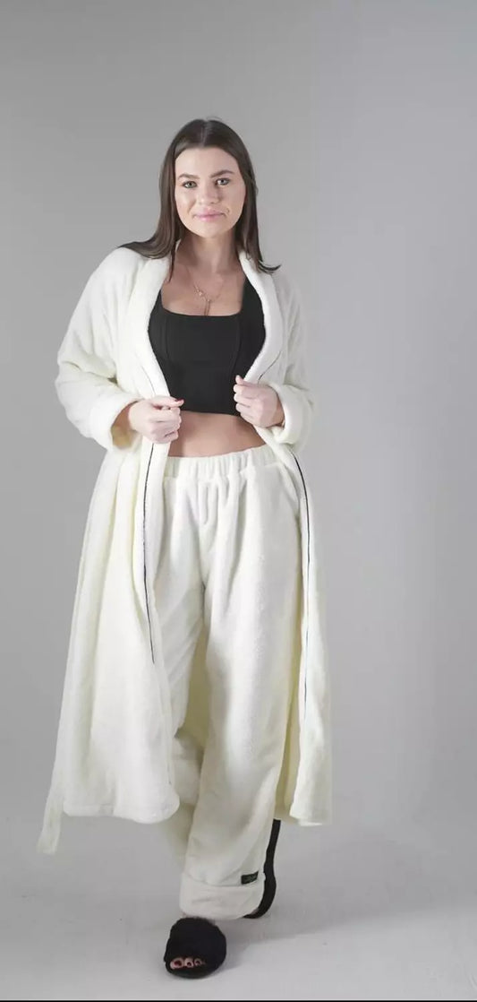 Long Fluffy Off White Robe