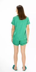 Off Day Green Satin Short Set