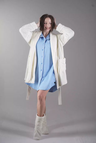 Fluffy Short Off white Robe