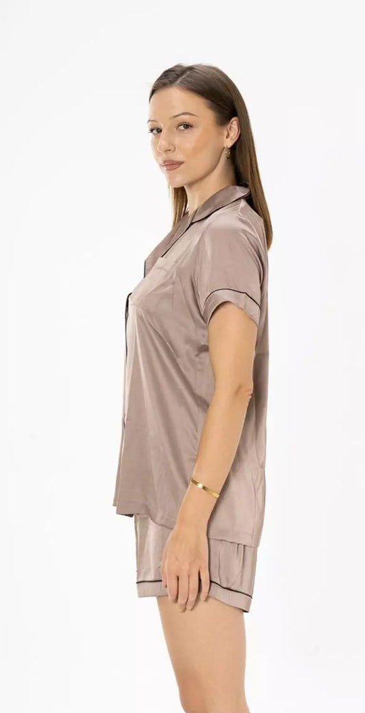 Off Day Coffee Satin Set