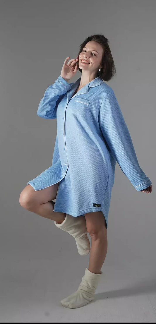 Blue Sleeping Shirt With Milton Inside