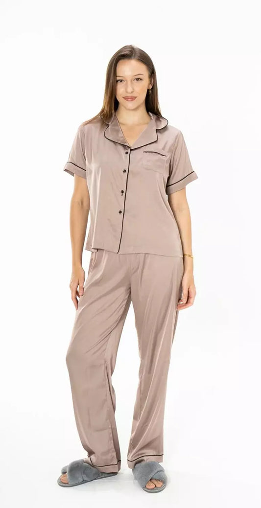 Off Day Coffee Satin Set